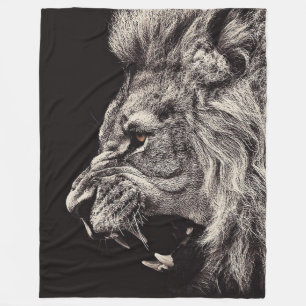 Angry Male Lion Fleece Blanket
