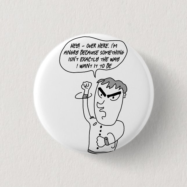Angry Man magnet 1 Inch Round Button (Front)