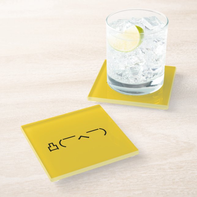 Angry Middle Finger Emoticon Japanese Kaomoji Glass Coaster (Angled)