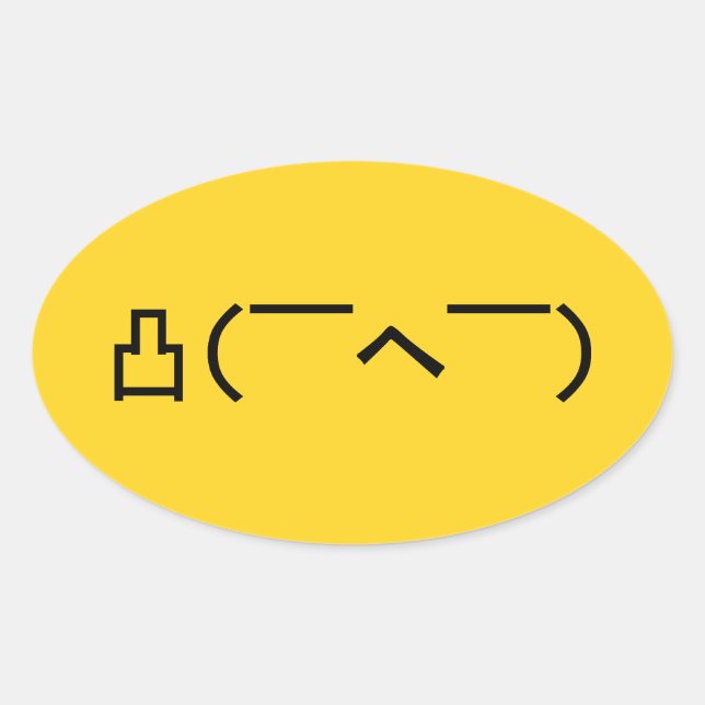 Angry Middle Finger Emoticon Japanese Kaomoji Oval Sticker (Front)
