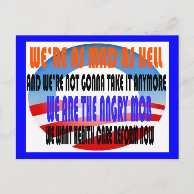 ANGRY MOB OBAMA POSTCARD (Front)