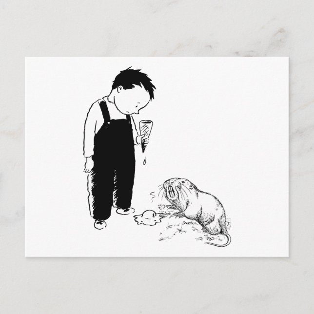 Angry Moles Eat Ice Cream Too Postcard (Front)