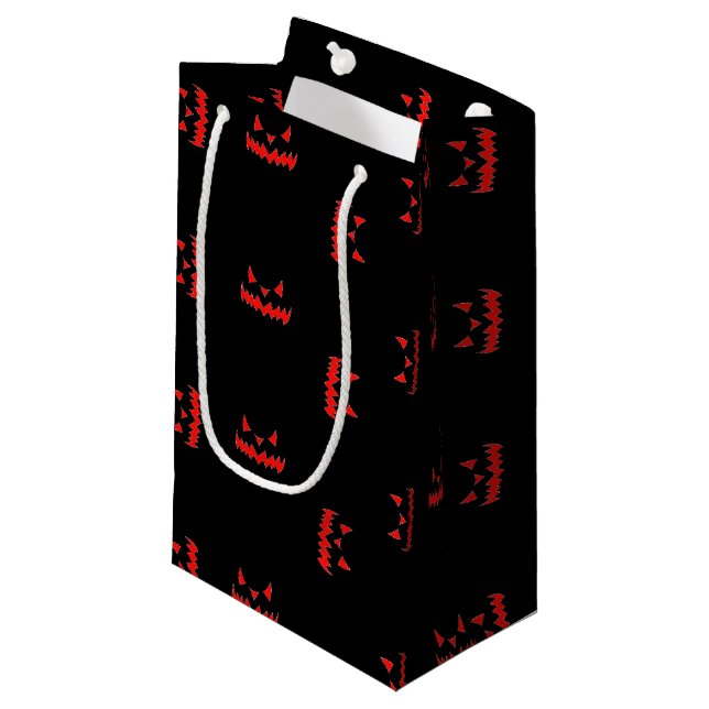 Angry monster on black small gift bag (Front Angled)