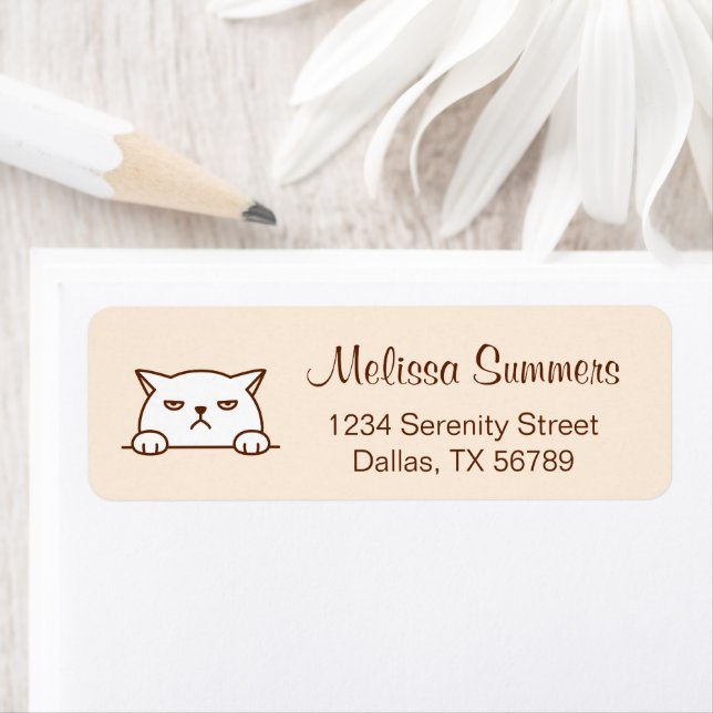 Angry Moody Cat Pet Beige Return Address (Insitu)