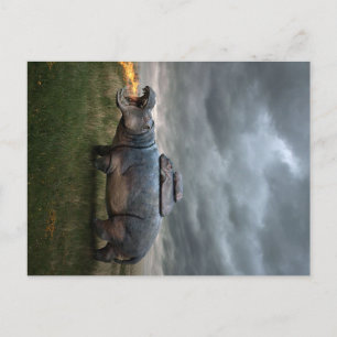 Angry Mother Hippo Holiday Gift Announcement Postcard