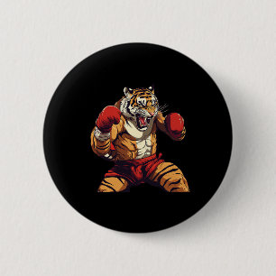 Angry Muay Thai And Thai Boxing Tiger  2 Inch Round Button