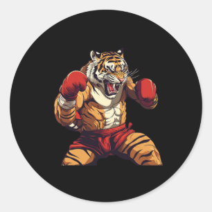 Angry Muay Thai And Thai Boxing Tiger  Classic Round Sticker