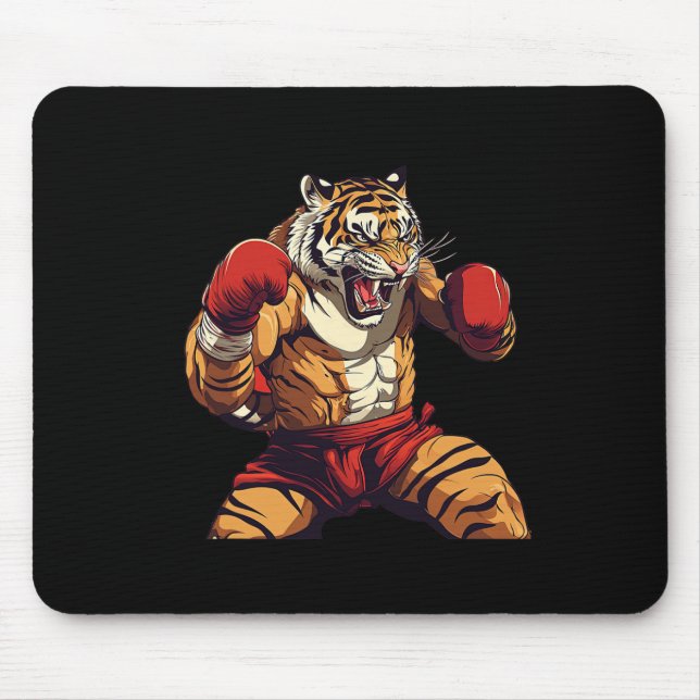 Angry Muay Thai And Thai Boxing Tiger  Mouse Pad (Front)