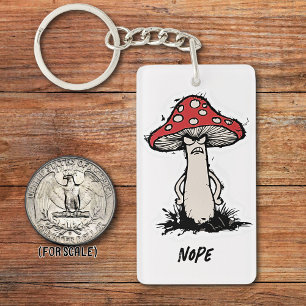 Angry Mushroom Drawing Sarcastic Phrase Bag Charm Keychain