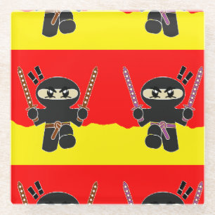 Angry ninjas glass coaster
