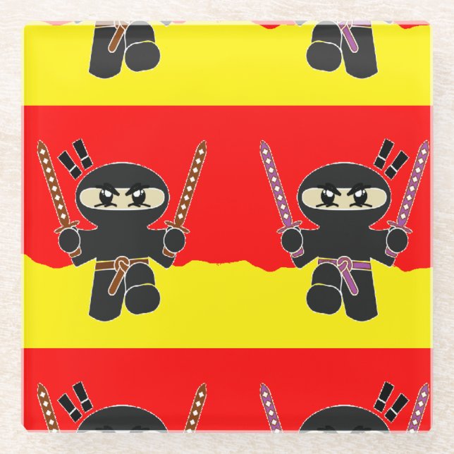 Angry ninjas glass coaster (Front)