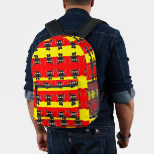 Angry ninjas printed backpack