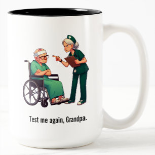 Angry Nurse Dealing With Stubborn Elderly Patient Two-Tone Coffee Mug