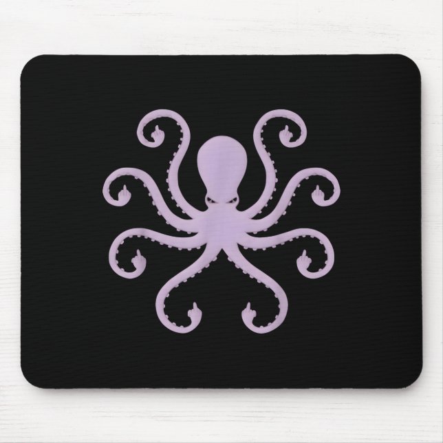 Angry Octopus Middle Finger Novelty Illustration Mouse Pad (Front)