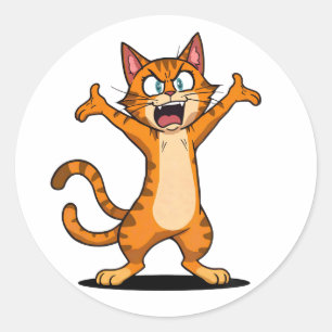 Angry Orange Tabby Cat Cartoon Classic Round Sticker