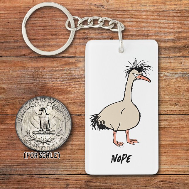 Angry Ostrich Drawing Sarcastic Phrase Bag Charm Keychain (Creator Uploaded)