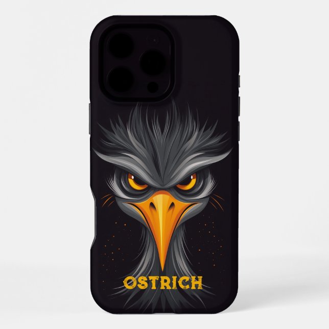Angry Otrich Black iPhone Case (Back)