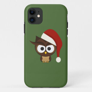 Angry Owl wearing Santa Hat iPhone 11 Case