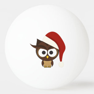 Angry Owl wearing Santa Hat Ping Pong Ball