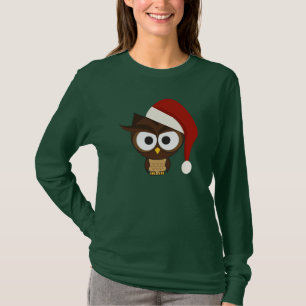 Angry Owl wearing Santa Hat T-Shirt