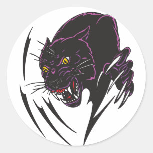 Angry Panther Classic Round Sticker