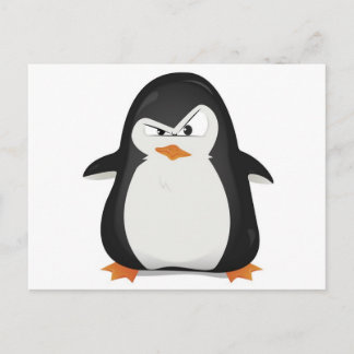 Angry penguin design postcard