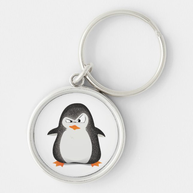 Angry Penguin Glitter Photo Print Keychain (Front)