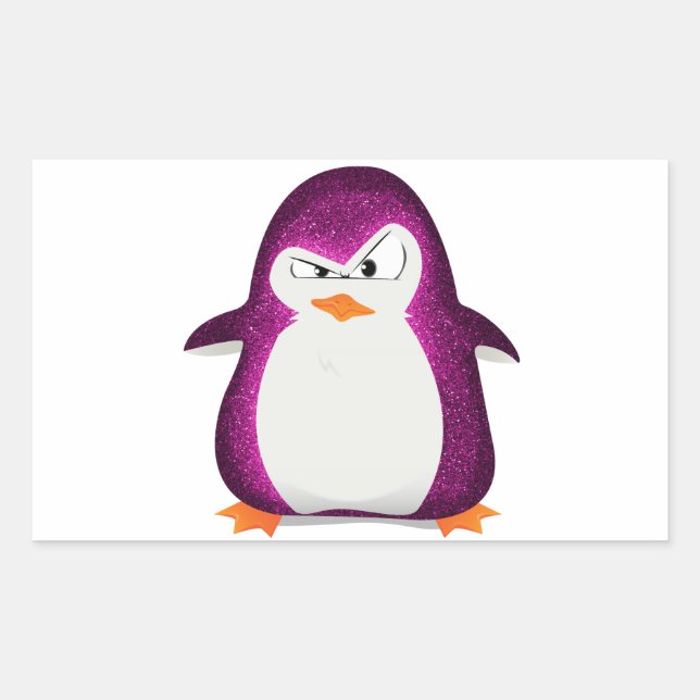 Angry Penguin Pink Glitter Photo Print Sticker (Front)