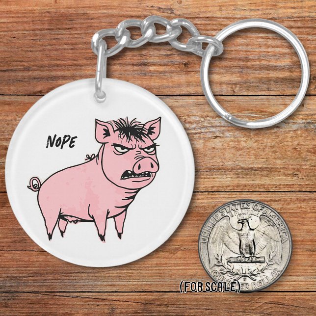 Angry Pig Drawing Sarcastic Phrase Bag Charm Keychain (Creator Uploaded)
