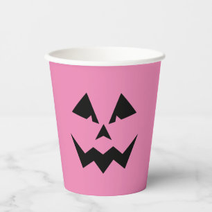 Angry Pink Jack O'Lantern Paper Cups