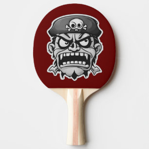 Angry Pirate Cartoon Face Competitive Red Ping Pong Paddle