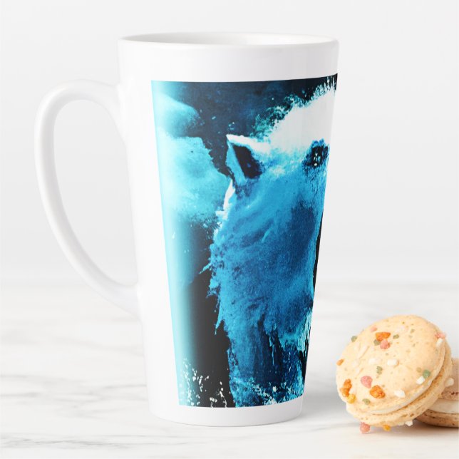 "Angry Polar Bear" Cute Painting. Buy Now Latte Mug (In Situ)