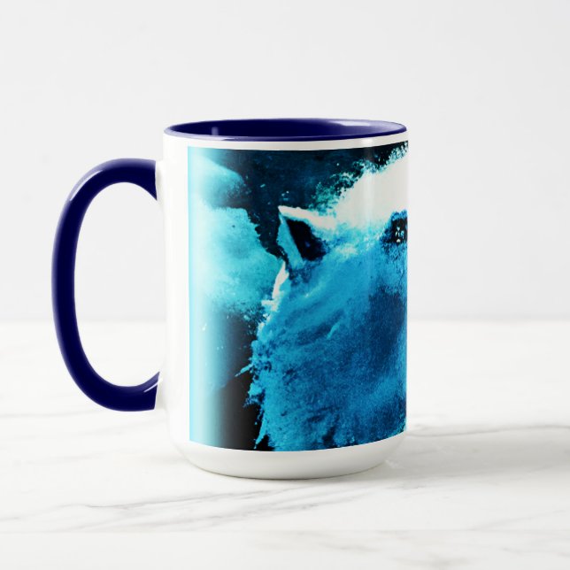 "Angry Polar Bear" Cute Painting. Buy Now Mug (Left)