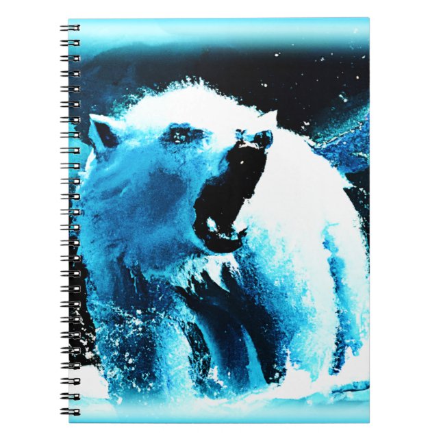 "Angry Polar Bear" Cute Painting. Buy Now Notebook (Front)