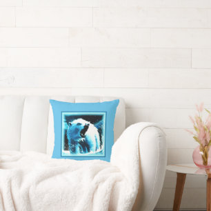 "Angry Polar Bear" Cute Painting. Buy Now Throw Pillow