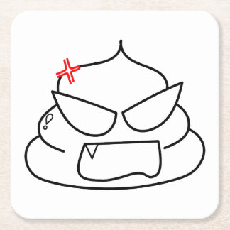 Angry Poop - Brootsch the PooPoo Square Paper Coaster