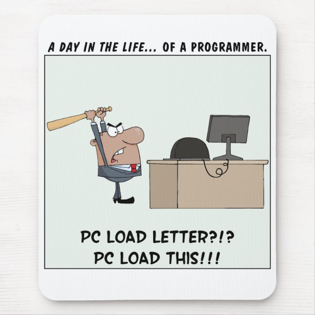 Angry Programmer Hits Computer Mouse Pad (Front)