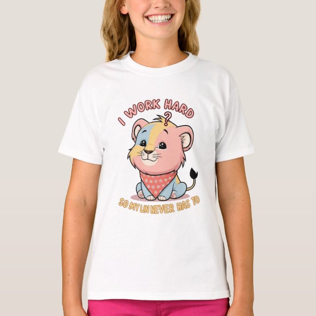 Angry Puff Lion – Cute Cartoon Lion Cub T-Shirt (Front)