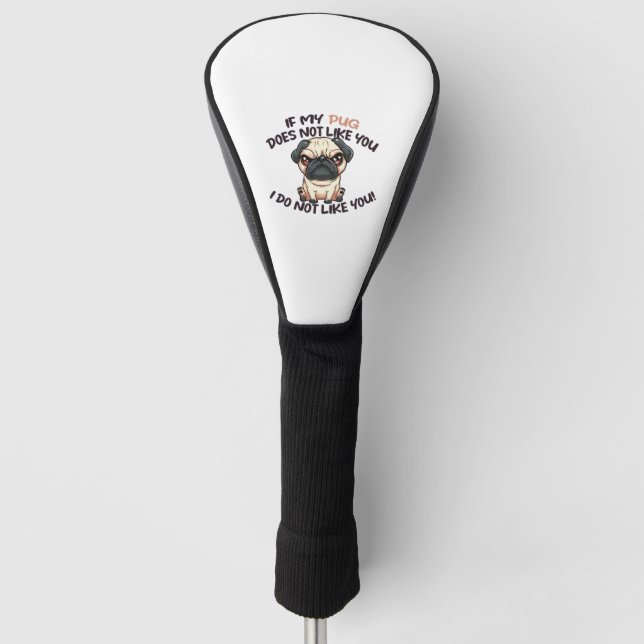 Angry Pug (Tan) - Unique Design   Golf Head Cover (Front)