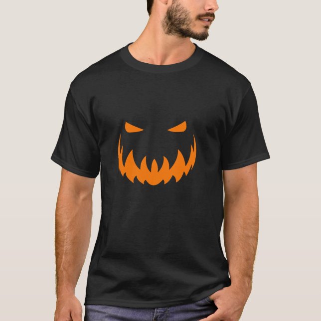 Angry Pumpkin Face In Orange For Halloween Parties T-Shirt (Front)