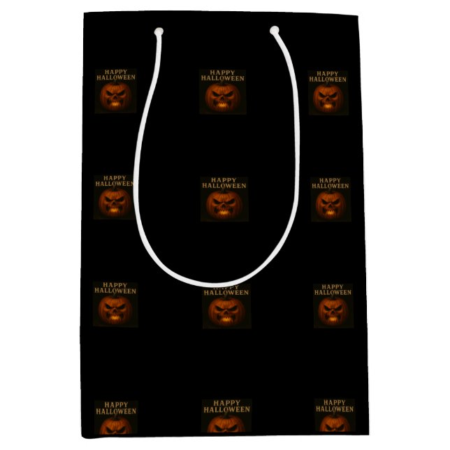 Angry Pumpkin Halloween Medium Gift Bag (Front)
