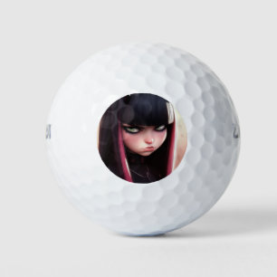 Angry Punk Rocker Girl Golf Balls