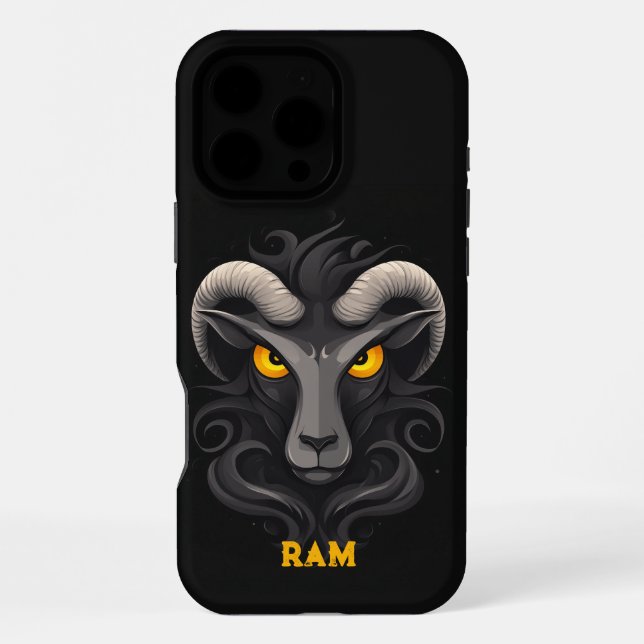 Angry Ram Black iPhone Case (Back)