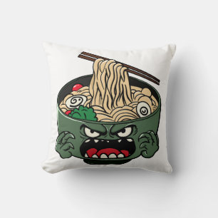 Angry ramen throw pillow