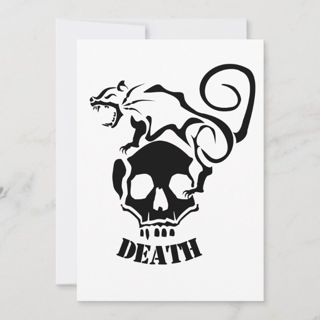 Angry Rat On an Evil Skull Holiday Card (Front)
