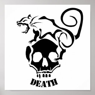 Angry Rat On an Evil Skull Poster