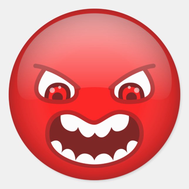 Angry red classic round sticker (Front)