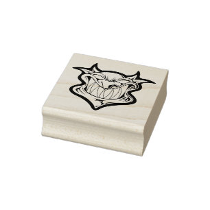Angry Red Devil Rubber Stamp
