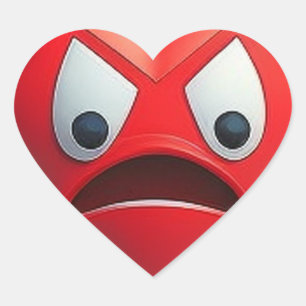 Angry Red Heart with Cartoon Face Sticker