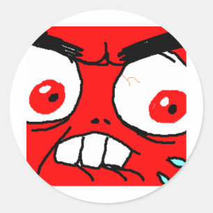 Angry Red Rage Face Classic Round Sticker
